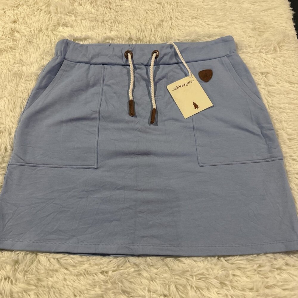 Wanakome Sky Blue Drawstring Pocket Mini Skirt NWT